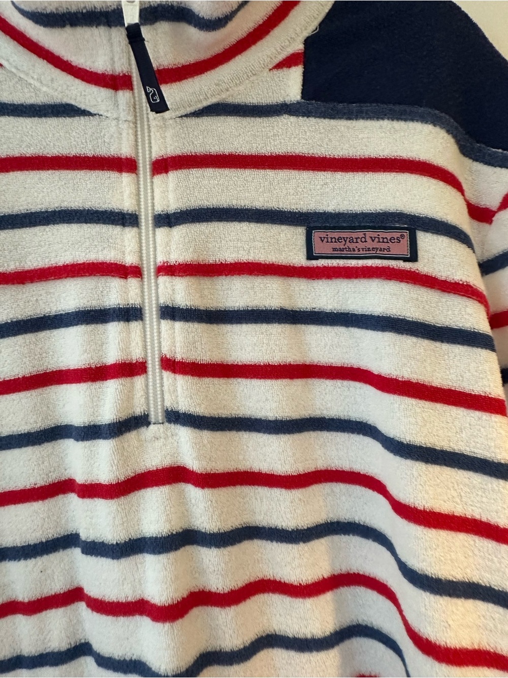 Vineyard Vines Striped Half-Zip terry cloth Fleece Pullover  size XL - Picture 2 of 3